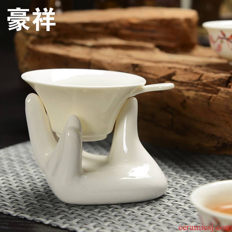 Howe auspicious white porcelain) tea tea filters filter accessories holding ground tea accessories cup