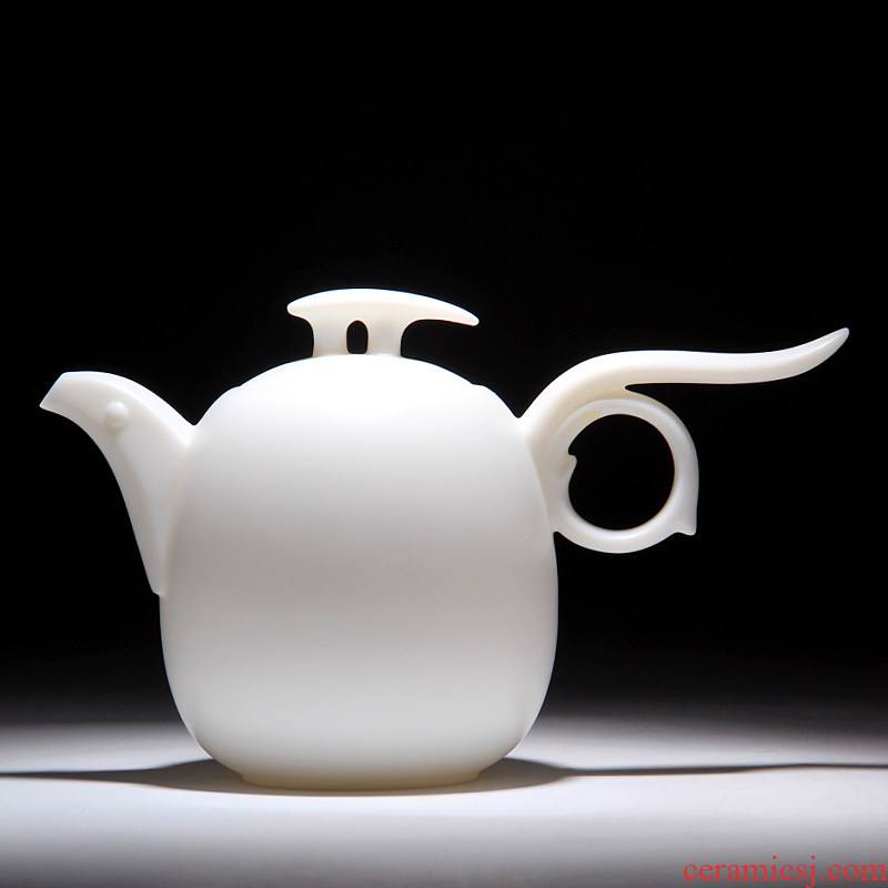 Mingyuan FengTang dehua white porcelain clay kaolin to suggest the teapot kung fu tea teapot single pot pot, pot of the crane by hand