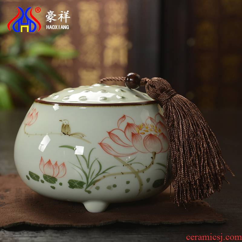Howe auspicious celadon tea accessories packing seal pot, tea boxes in the storage tank celadon porcelain tea pot
