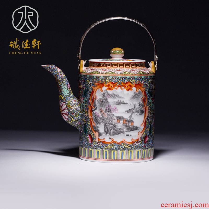 Cheng DE xuan, pure manual jingdezhen ceramics powder enamel pot su gong tie is 6 up girder pot of beautiful landscapes