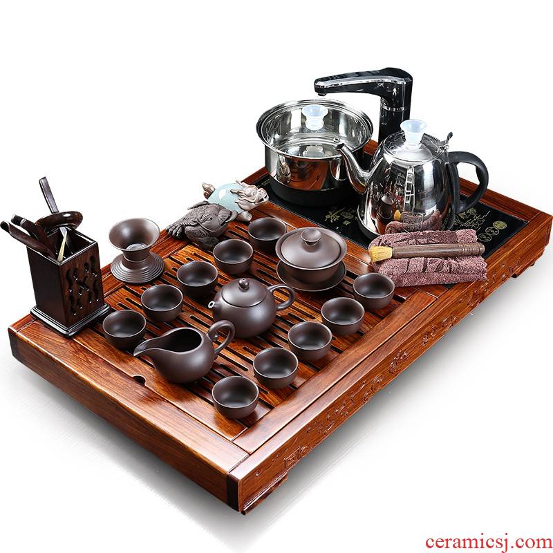 ZongTang rosewood of kung fu tea set with Chinese style of a complete set of purple sand teapot teacup household sea tea tea tea tray