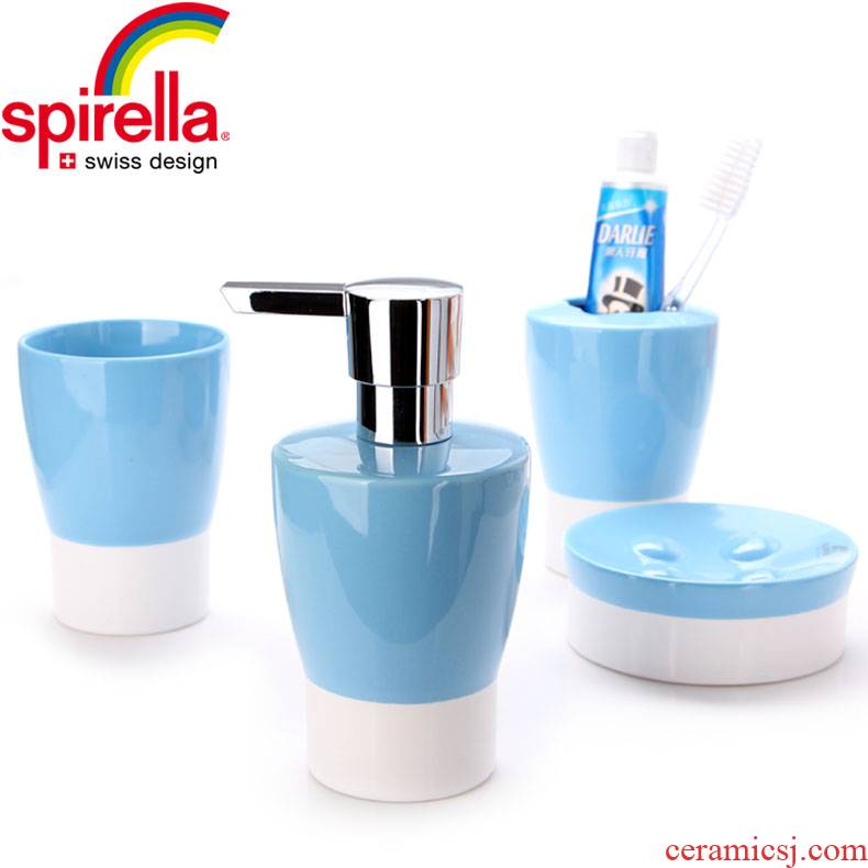 SPIRELLA/silk pury simple pure color ceramic bathroom suite bathroom wash gargle suit four - piece brush my teeth cup