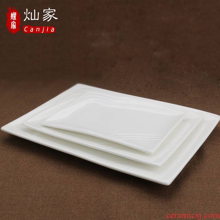 Rectangular white ceramic plate of Rectangular plates cake plate creative steak western tableware plate plate dinner plate