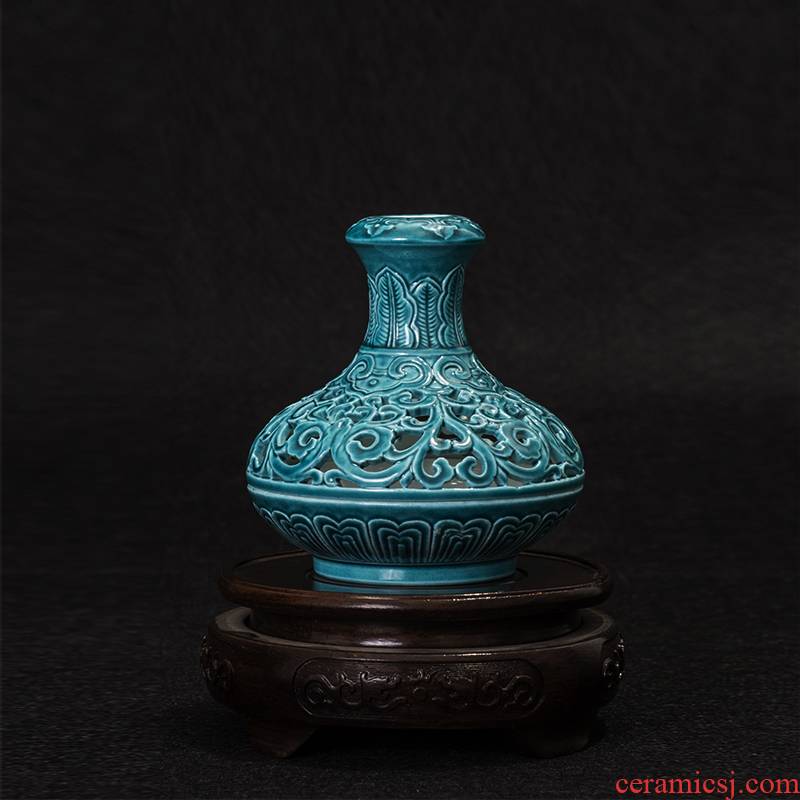 Treasure porcelain malachite green Lin censer carving porcelain there are religious ritual supplies jingdezhen porcelain to booking