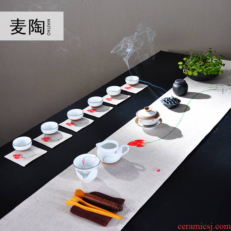 MaiTao hand - made cotton and linen cloth seats Japanese small tea table mat tea shade tea shops cloth art kung fu tea accessories