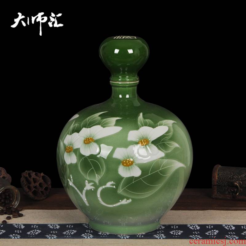 5 jins of 10 jins ball of jingdezhen ceramic bottle bottle high - grade engraving liquor bottles of wine wine wine wine storage
