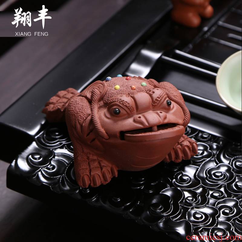 Xiang feng plutus three - legged purple golden toad famous purple sand tea sets tea pet furnishing articles large quality manual