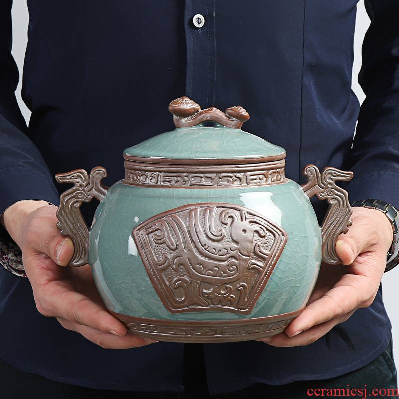 Elder brother up of pu 'er tea pot store receives store content box large sealed jar with cover ceramic POTS shengchan dui