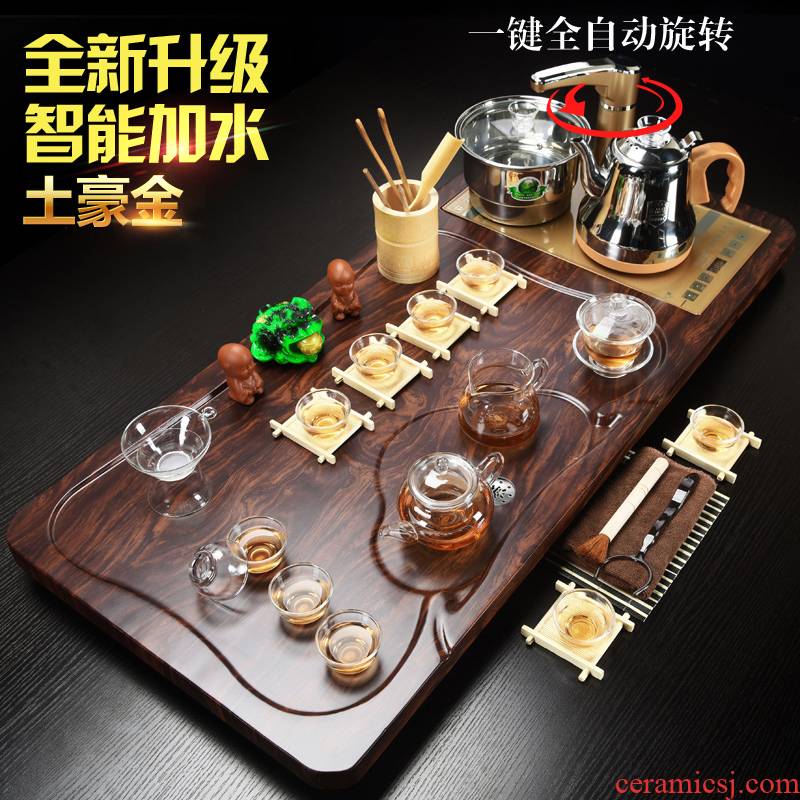 ZongTang violet arenaceous kung fu tea set a complete set of domestic cup automatic solid wood tea tray tea tea tea table