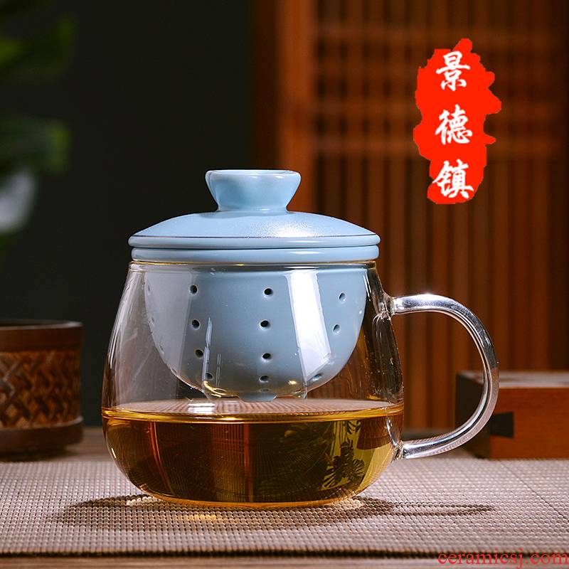 Office kung fu tea cups and elegant glass ceramic heat - resistant glass tea set tea cup with a lid filtering cup