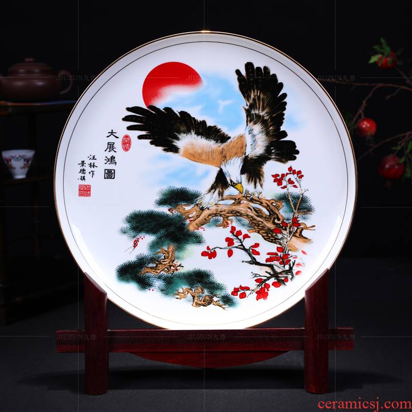 Jingdezhen ceramics decoration hanging dish of modern Chinese style living room see future sat dish dish crafts