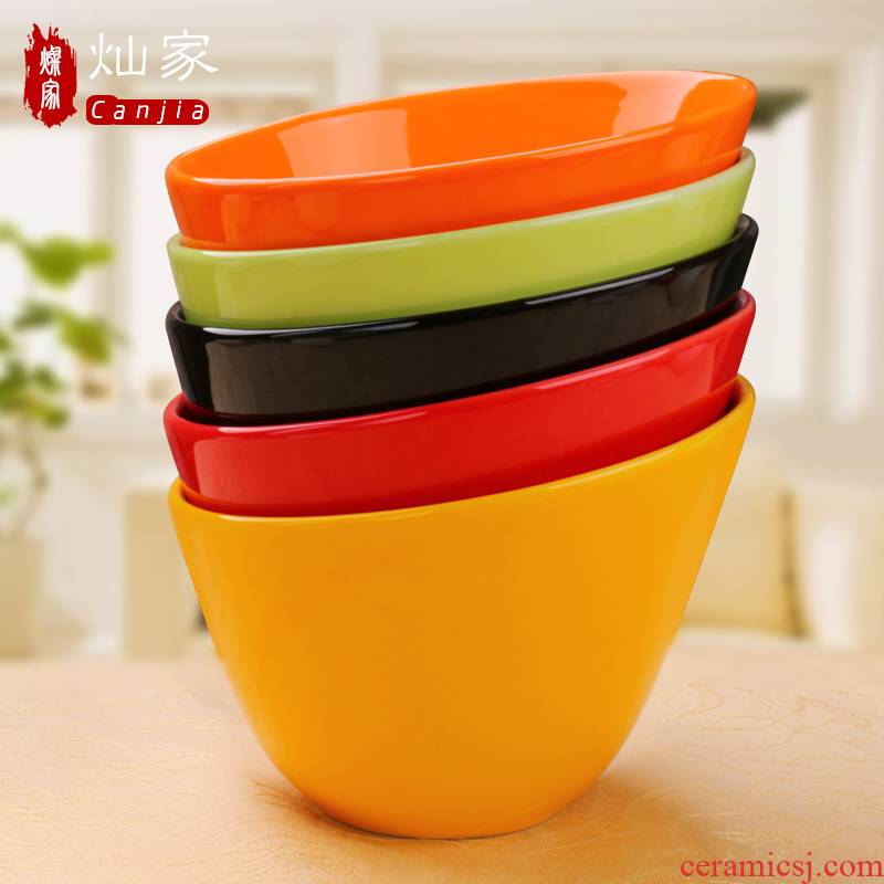Ceramic high body bevel salad bowl noodles bowl of colored glaze sauce bowl of soup bowl western - style buffet hotel tableware