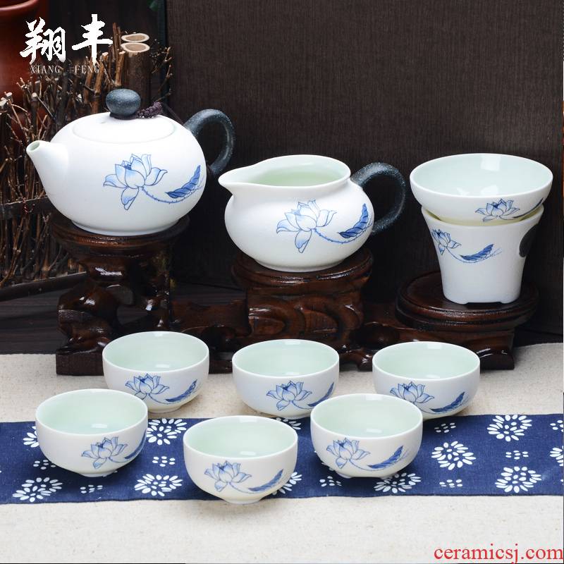 Xiang feng tea sets snowflakes kung fu tea tea tea set within the celadon glaze of a complete set of kung fu tea set