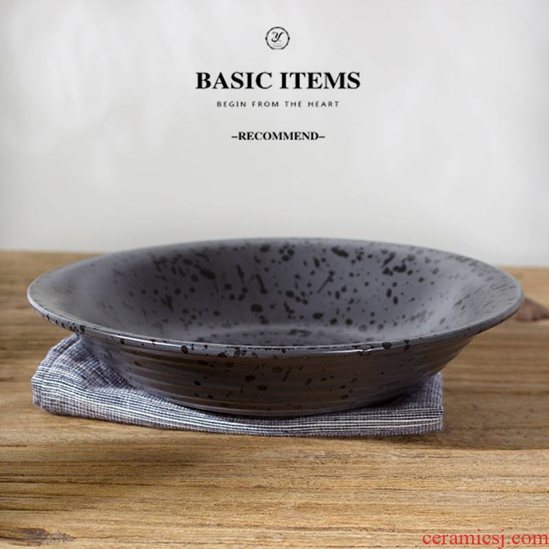 Creative Japanese ceramics tableware 0 dishes snacks the disc plate deep fuscescens dish soup plate fruit bowls plates