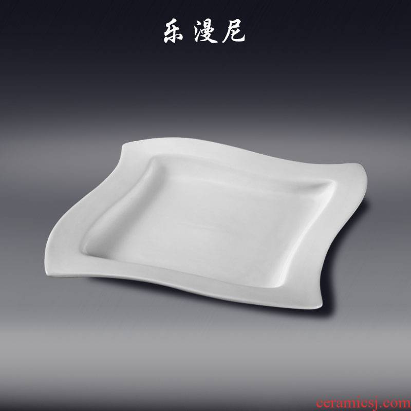 Le diffuse, square corner plate - pure white ceramic hotel tableware cold hot Japanese special creative dishes that occupy the home
