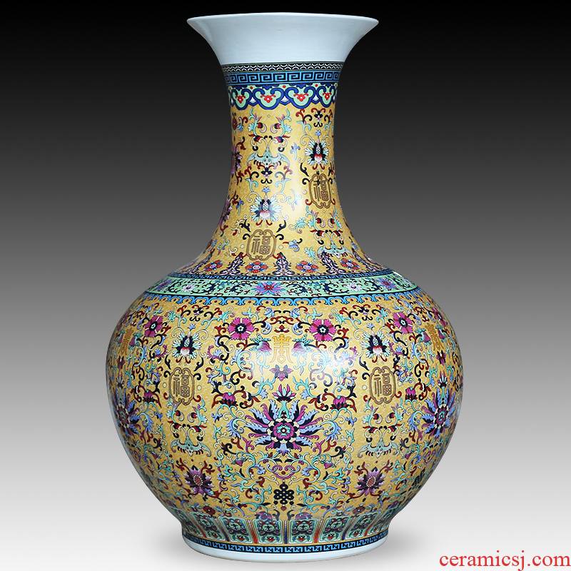 The Sitting room adornment of jingdezhen ceramics enamel color TV ark, receptacle furnishing articles Chinese modern large vase