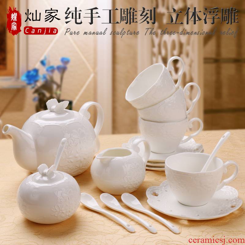 European tea coffee pot set English anaglyph ceramic tea coffee cup gift flower pot