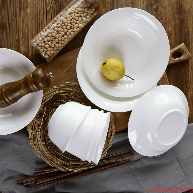 2 dishes suit household kitchen table set meal pure white ipads bowls family consists of tableware plate
