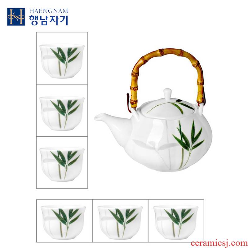 HAENGNAM Han Guoxing south China bamboo tea rhyme eight skull porcelain tea set glair teapot teacup