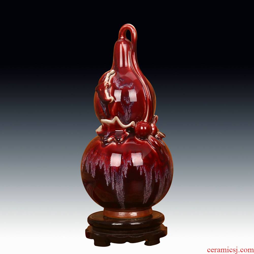Jingdezhen ceramic vase archaize of jun porcelain up change flower vase bat Chinese style decoration crafts are set
