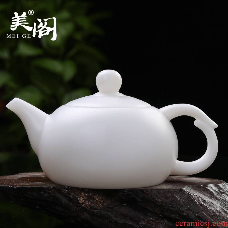 Beauty cabinet manual white marble porcelain household kung fu tea set ceramic teapot shih white porcelain tea pot of single pot