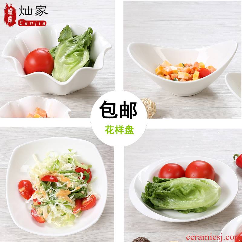 Package mail creative pure white ceramic tableware cooking bowl bowl of fruit salad bowl dessert bowl of cold dish bowl of soup bowl shaped bowl