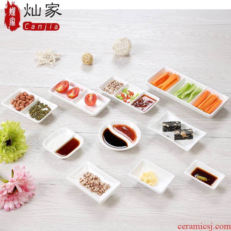 Two dishes of soy sauce dish creative ceramic frame plate food dish taste dish of sauce dishes three plate