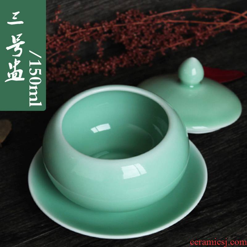 Oujiang longquan celadon hotel home stew ceramic bird 's nest cup steamed egg cup with cover dessert bowl of stew 4.5 inch disk drive