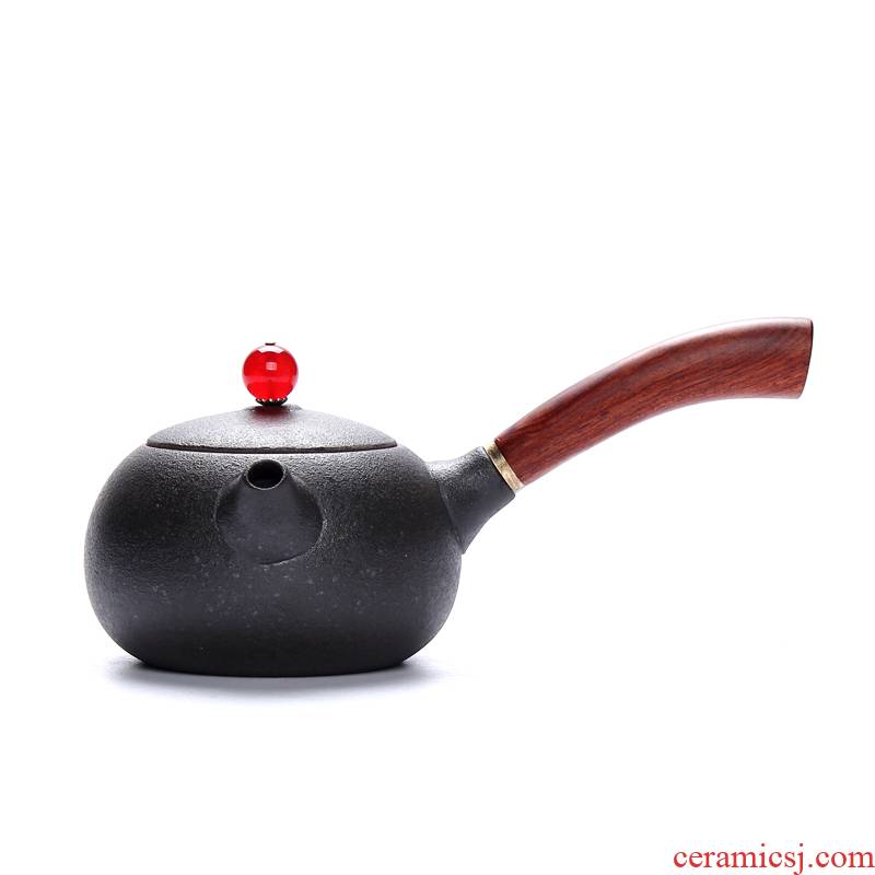 Lateral ZongTang coarse pottery up teapot Japanese side take pot of archaize wooden handle side pot teapot