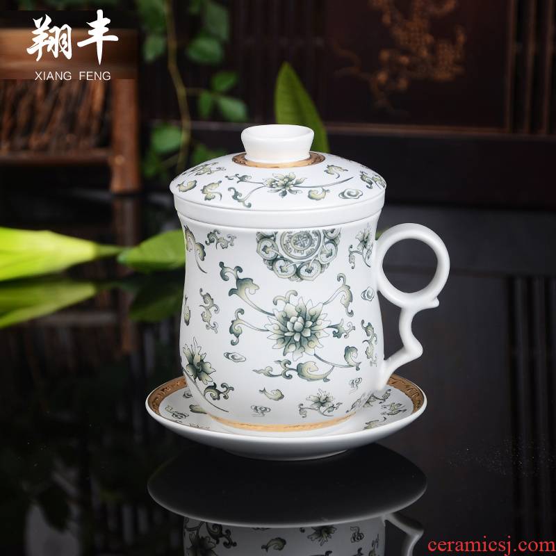 Xiang feng boss cup single CPU ceramic crafts tea filter cup tea cup four cup with cover individual cup