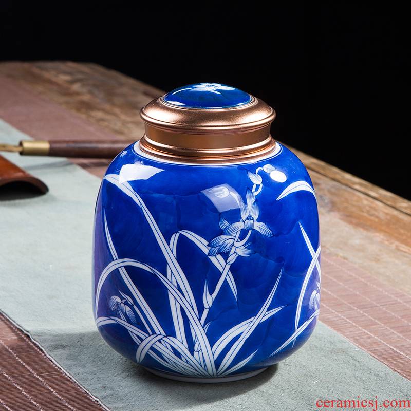 Pure hand - made of hand - made porcelain jingdezhen ceramics pu 'er tea pot store household seal pot large a kilo