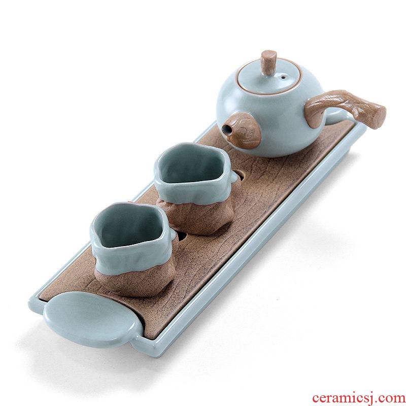 Mingyuan FengTang your up crack Taiwan a creative deadwood ceramic pot two kung fu tea cup teapot tea tray