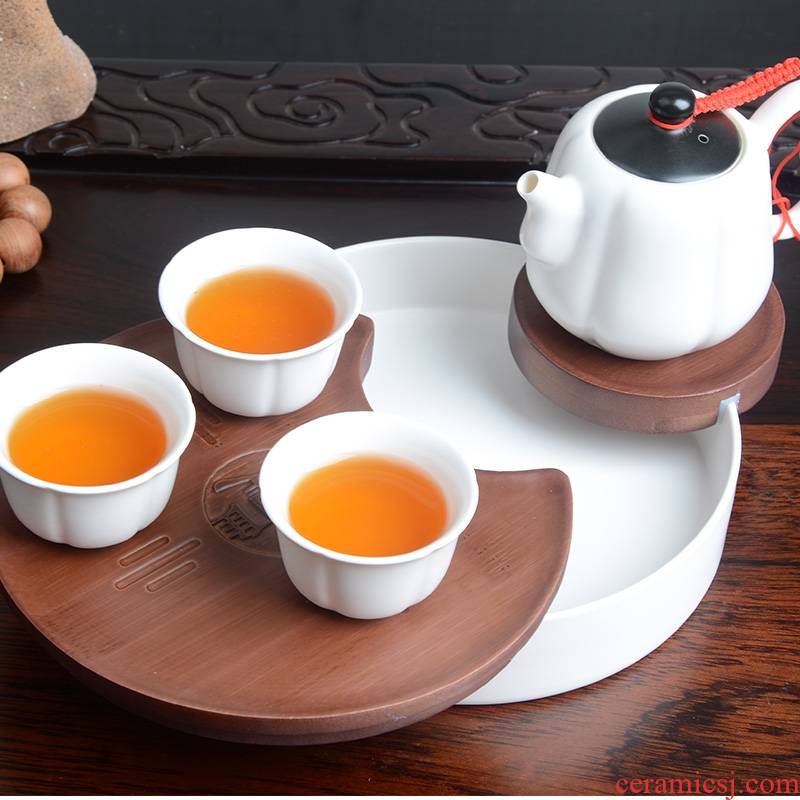 Xiang feng small tea cups set a complete set of kung fu tea set dry bamboo ceramic teapot cup portable bag tea tray