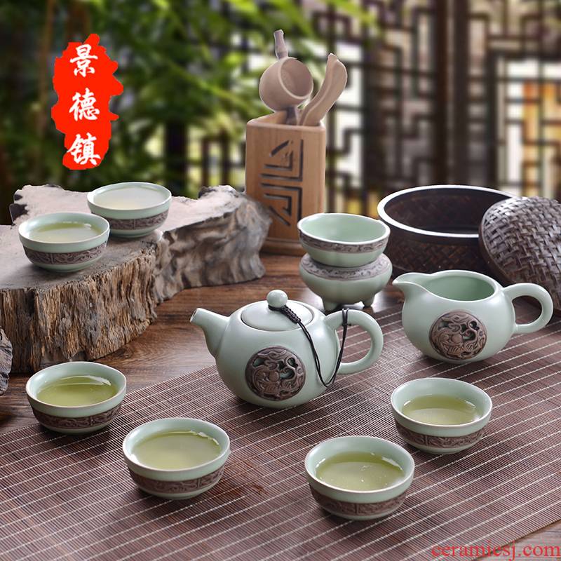 Jingdezhen your up ceramic kung fu tea set suit household gifts your up open a piece of ice to crack the teapot teacup gift boxes