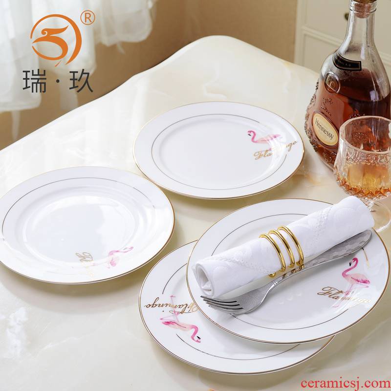 4 the flamingo manually set up phnom penh ipads porcelain plate flat ceramic plate dinner plate high quality creative