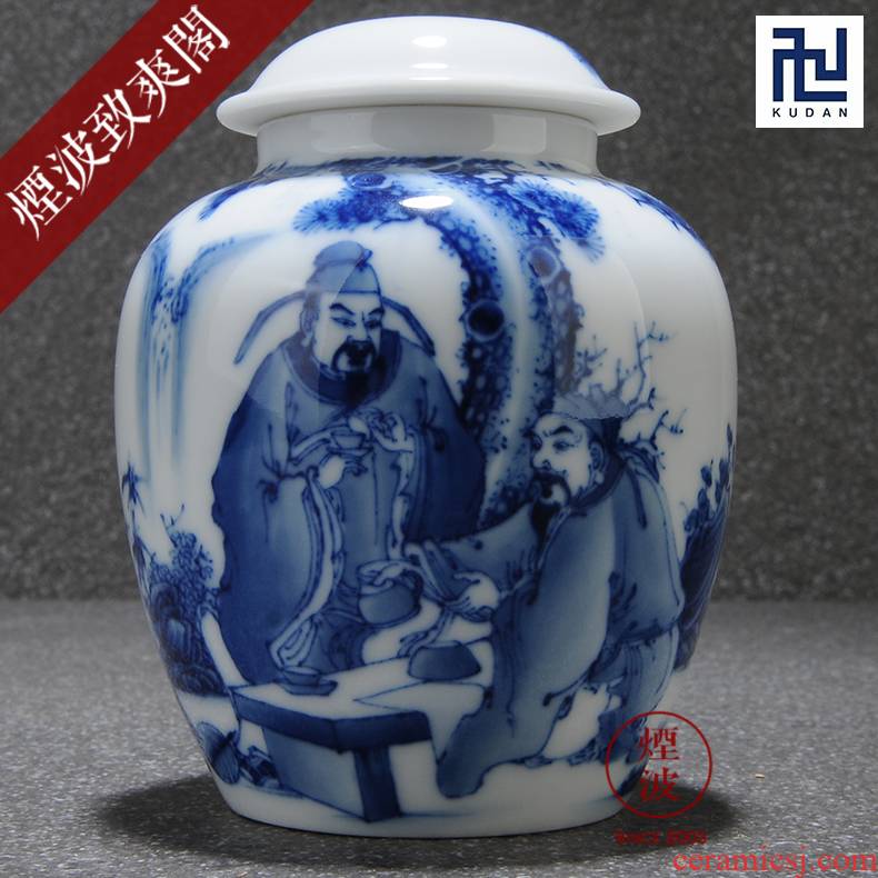 Those blue and white porcelain jingdezhen nine calcinations hand - made admirable figure porcelain literati tea caddy fixings