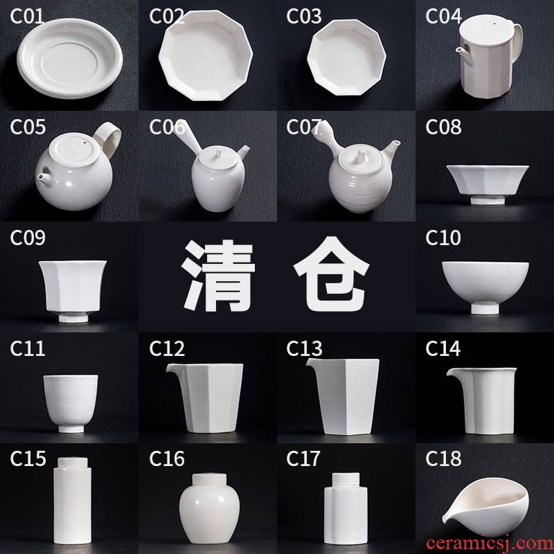 6 a fold clearance filmed automatic reduction of jingdezhen manual white pottery kung fu tea teapot teacup justice cup of the tea pot