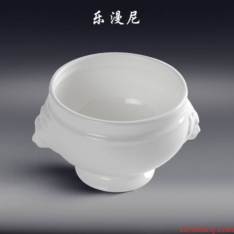 Le diffuse - lion cup - B - ceramic reinforced porcelain island dio cup soup bowl braise cup jade - like stone light white porcelain hotel