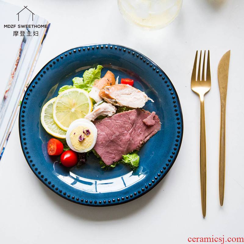 Modern housewives ceramic creative household food plate disc steak plate western tableware pot dish plate of pasta dish