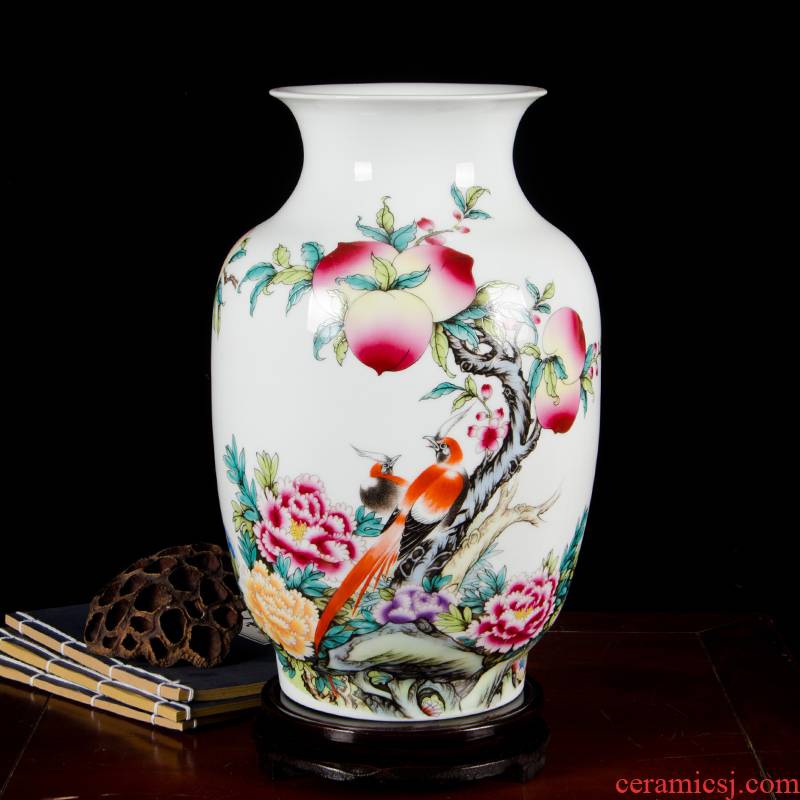 Cb96 jingdezhen ceramics powder enamel vase flower arranging, home furnishing articles sitting room adornment handicraft wealth and longevity