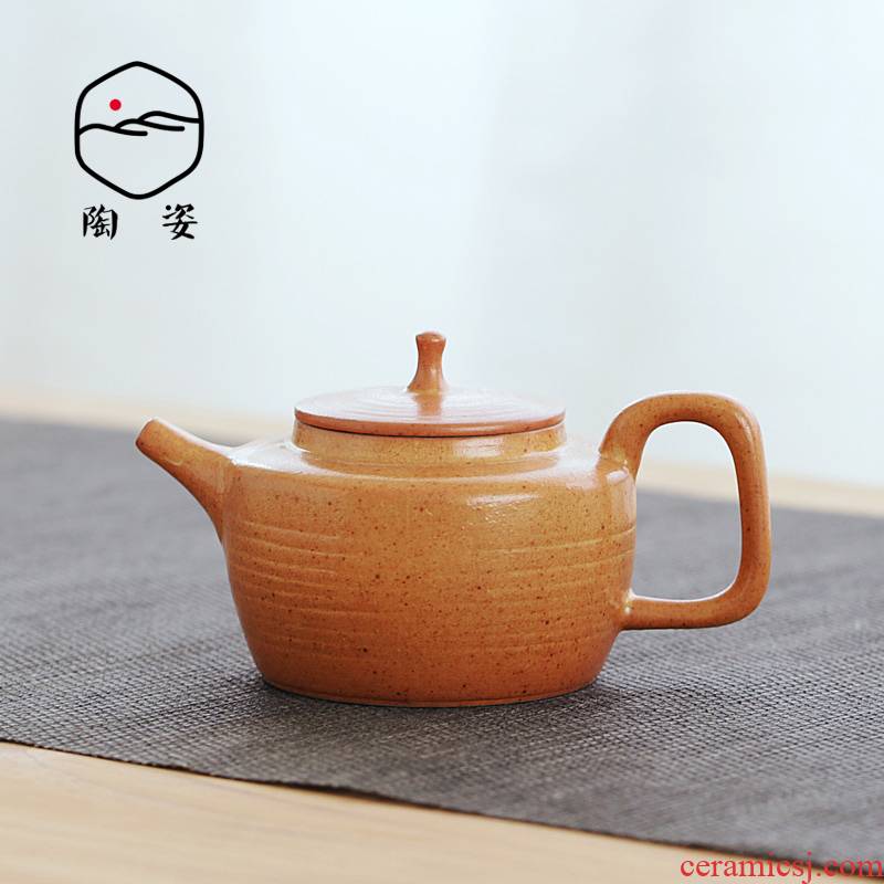 Ceramic coarse pottery teapot zen tea single pot hand zhu clay teapot kung fu tea set Ceramic filtration pot