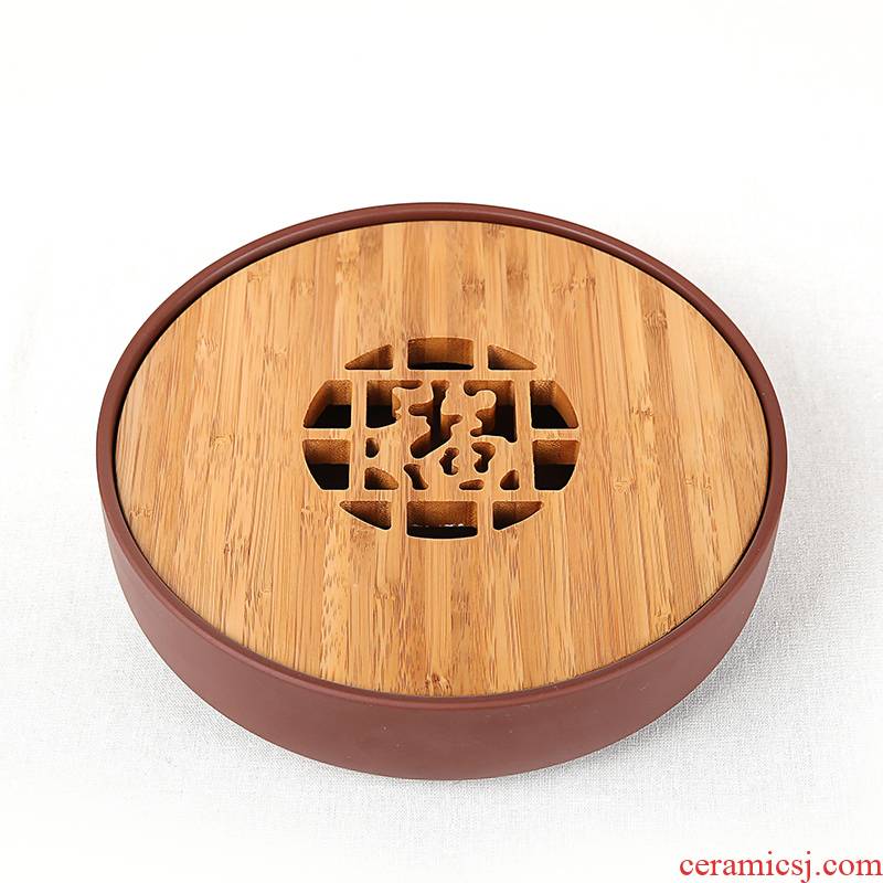 Bamboo tea kungfu tea set tea sea water type tray tea sets a blessing to the tea tray was small round purple sand dry terms plate