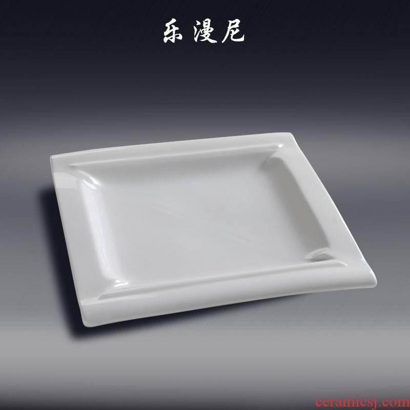 Le diffuse, tetragonal Fahrenheit book disc - ceramic flat cold dish dish cooking dish special pure white plate from the hotel
