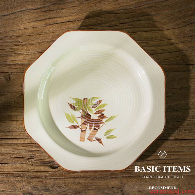 Ceramic creative Japanese household tableware plate special - shaped cooking plate cold dish plate western food all the plate under the glaze color