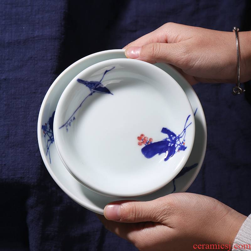 Household small butterfly plate of jingdezhen ceramic disc of manual flavour restoring ancient ways small vinegar dish dish dish dish dish plates tableware
