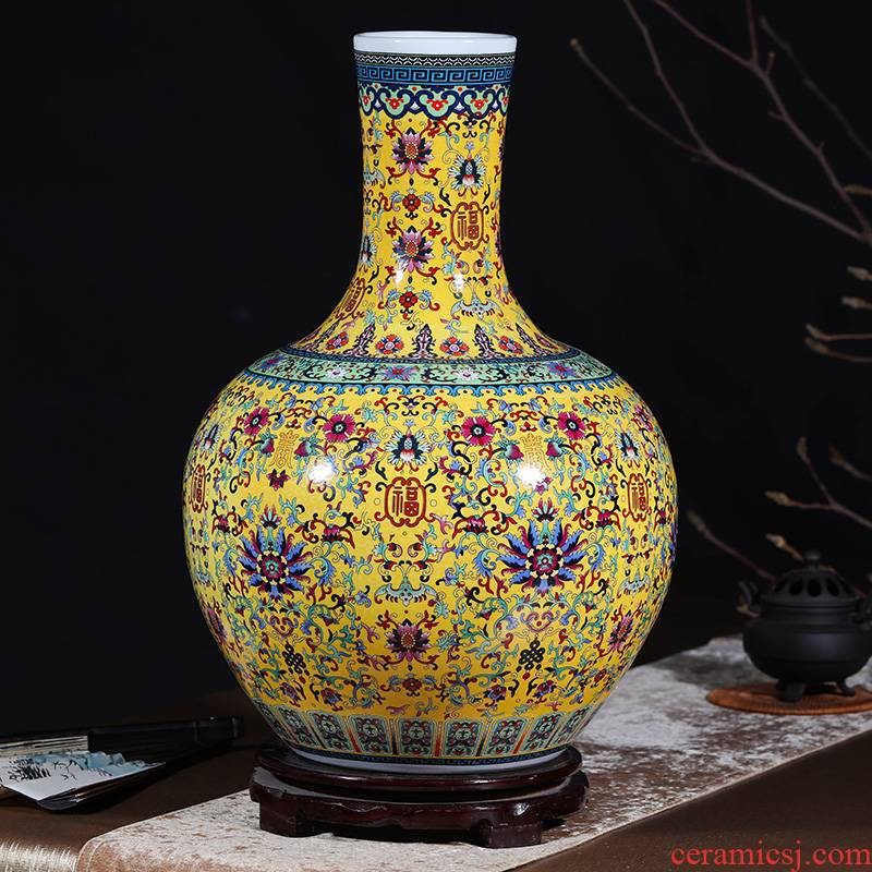 Jingdezhen ceramics colored enamel of large vases, flower, flower arranging, the sitting room porch decoration ceramics furnishing articles