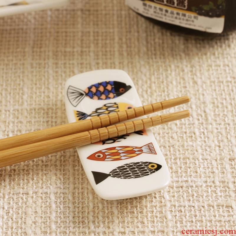 Denmark, blue fish creative Korean ipads China chopsticks holder of ceramic spoon splints put chopsticks chopsticks