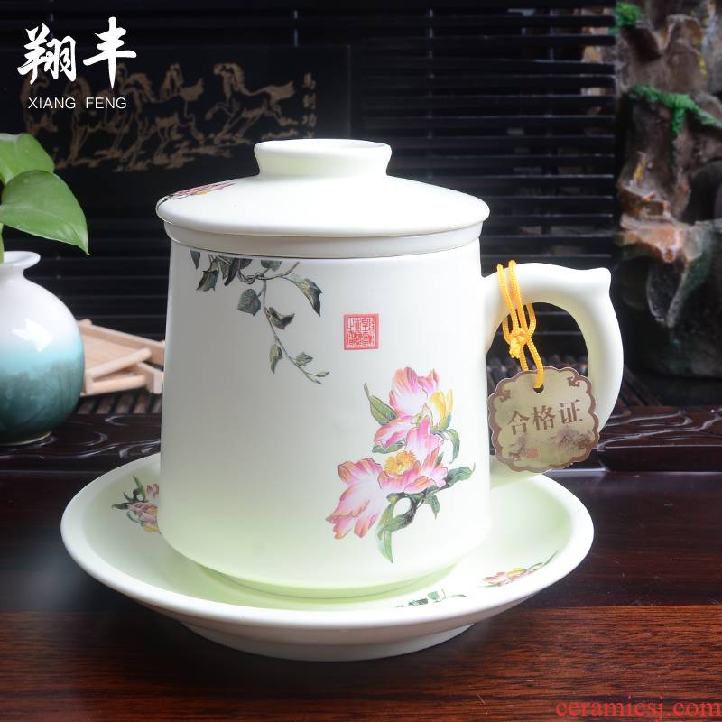 Xiang feng hand - made ceramic cups with cover filter glass ceramic cup office cup tea cup can be customized