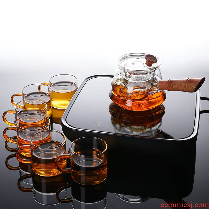 ZongTang mini pot boiling kettle black tea tea ware glass high - temperature hot side pot household electric TaoLu suits for