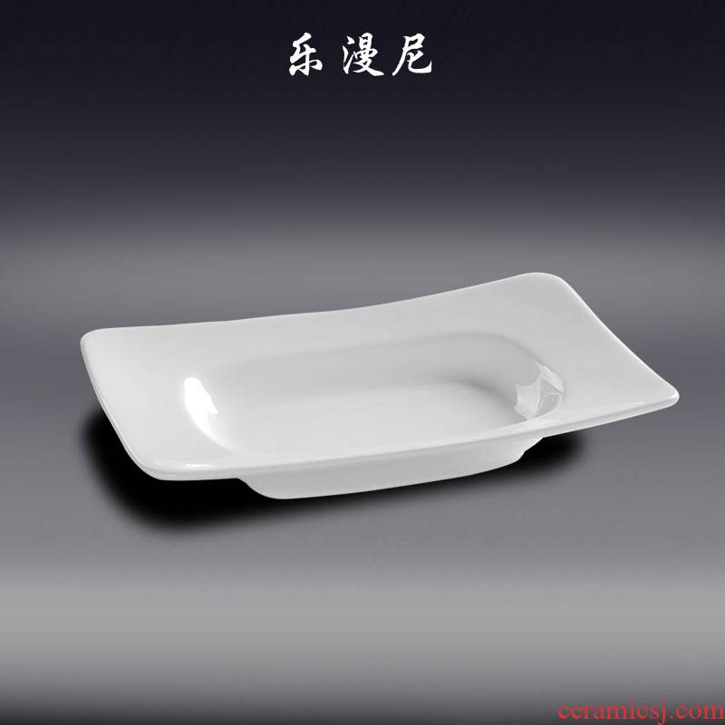 Le diffuse - rectangular LeiDaShang plate pure white hotel ceramic plates deep dish soup plate hot plate